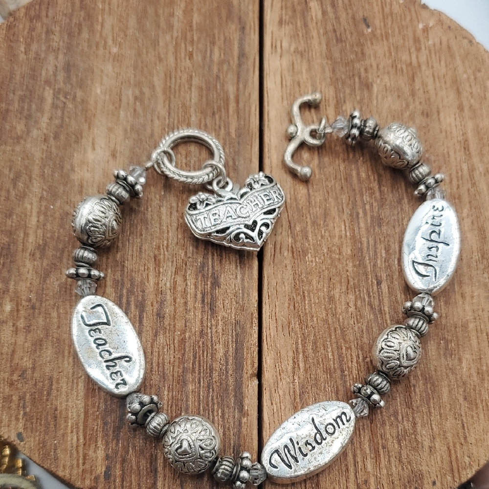 Teacher Silver Inspirational Bracelet B3412